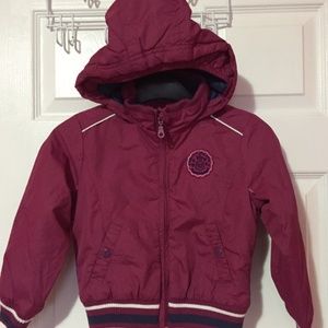 Kids Dark Red Bomber Hooded Jacket by C&A.